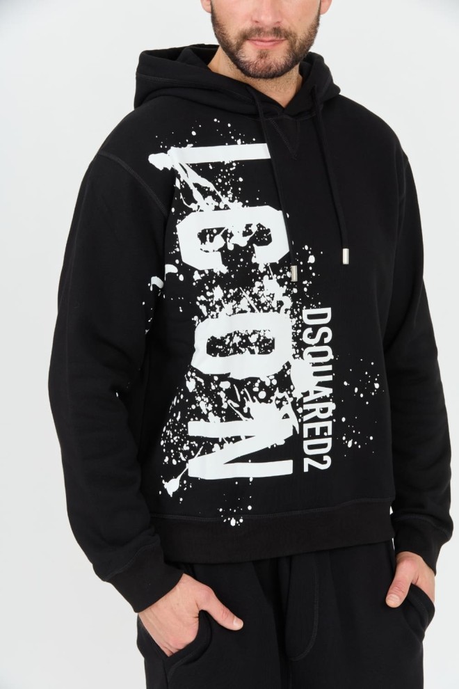 DSQUARED2 Black Icon Splash Cool Fit Hoodie