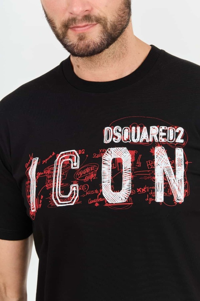 DSQUARED2 Black Icon Scribble Cool Fit футболка