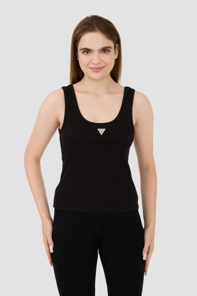 GUESS Black Ribbed Knit Tank Top