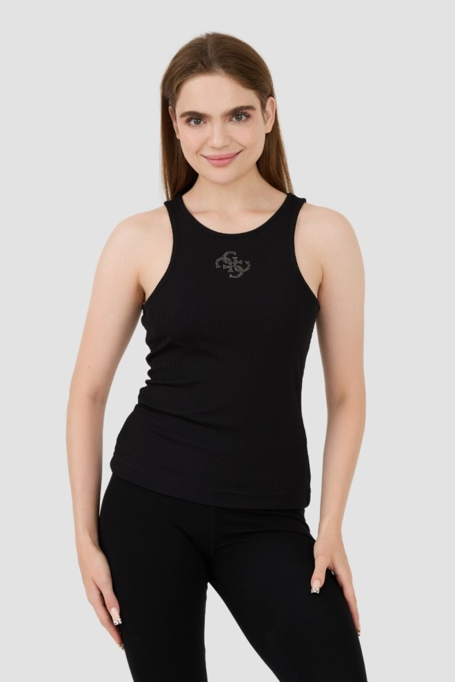 GUESS Black Round Nk Guendalina Top