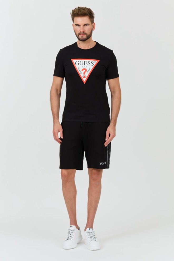 GUESS Czarny t-shirt z dużym logo Clsc Tri Logo
