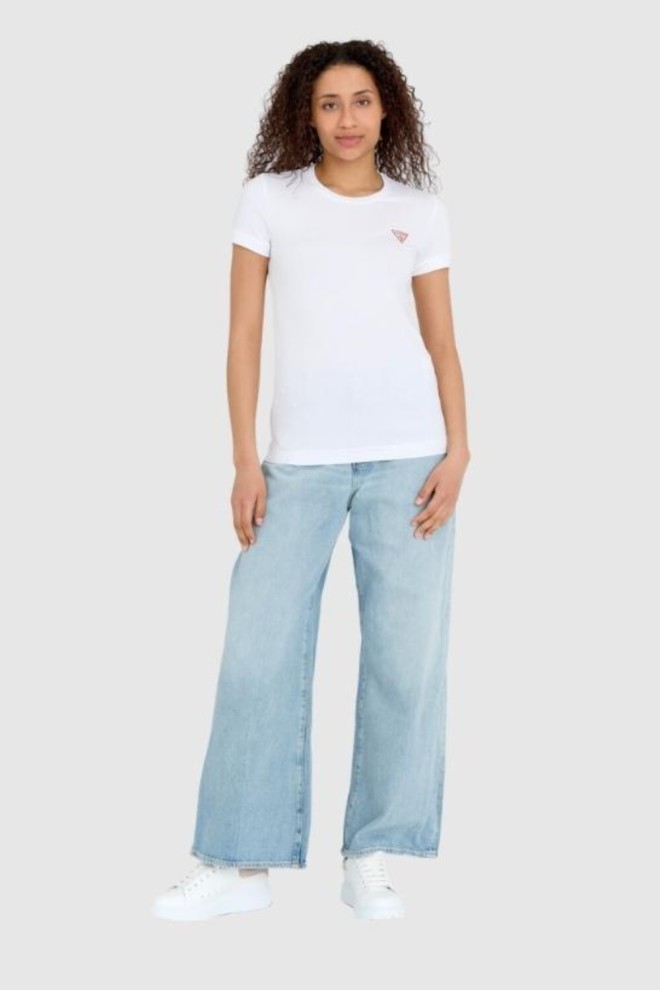 GUESS Biały t-shirt Mini Triangle Tee