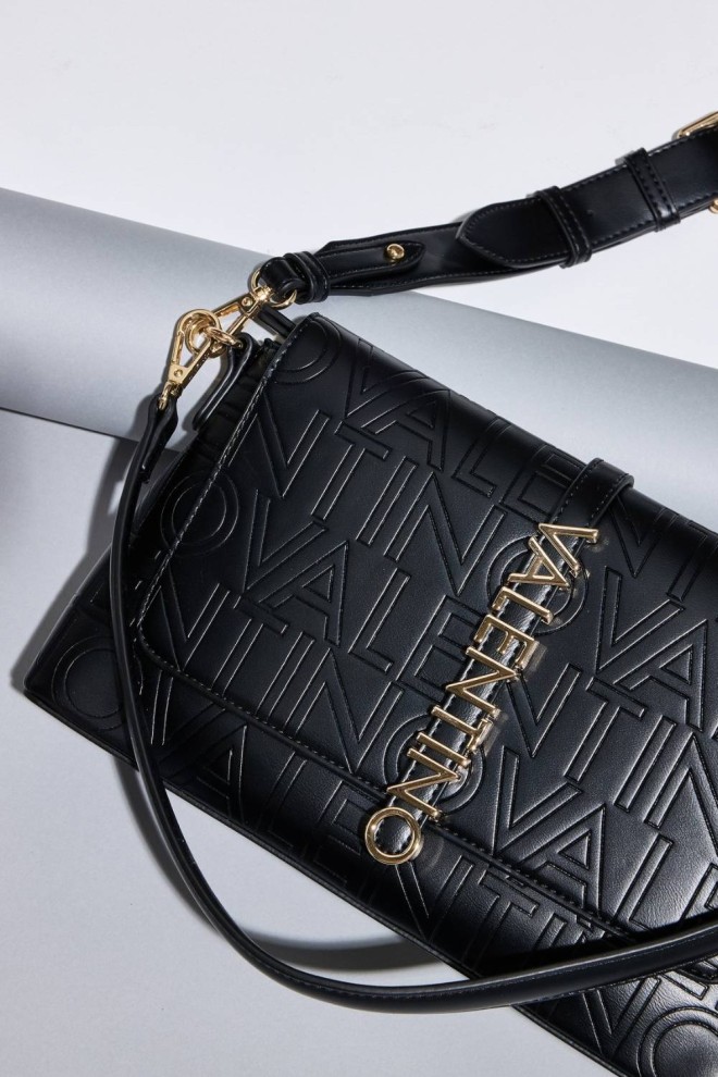 VALENTINO Logged Black Lio Re Flap Bag