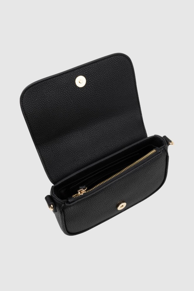 VALENTINO Black Letter Bag Miramar Flap Bag