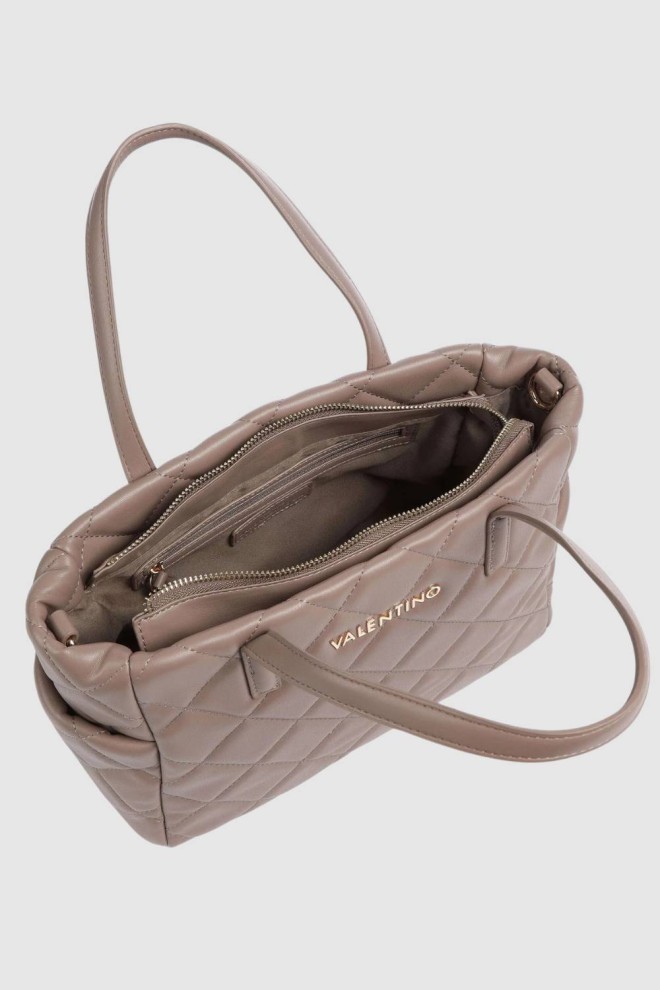 VALENTINO Стьобана бежева сумка для покупок Ocarina