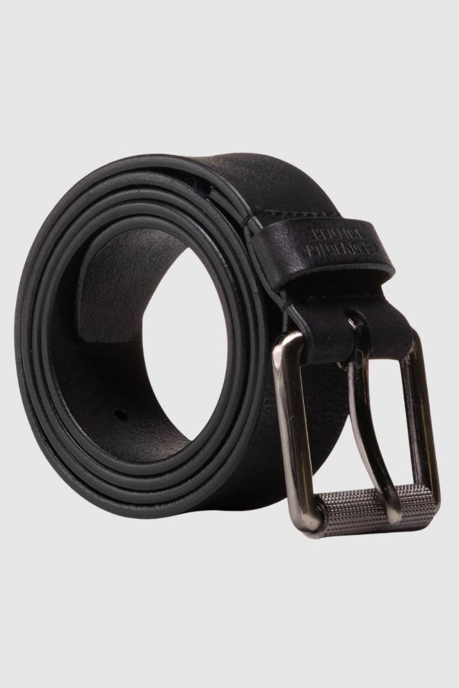 AERONAUTICA MILLITARE Men's black leather belt with double stitching