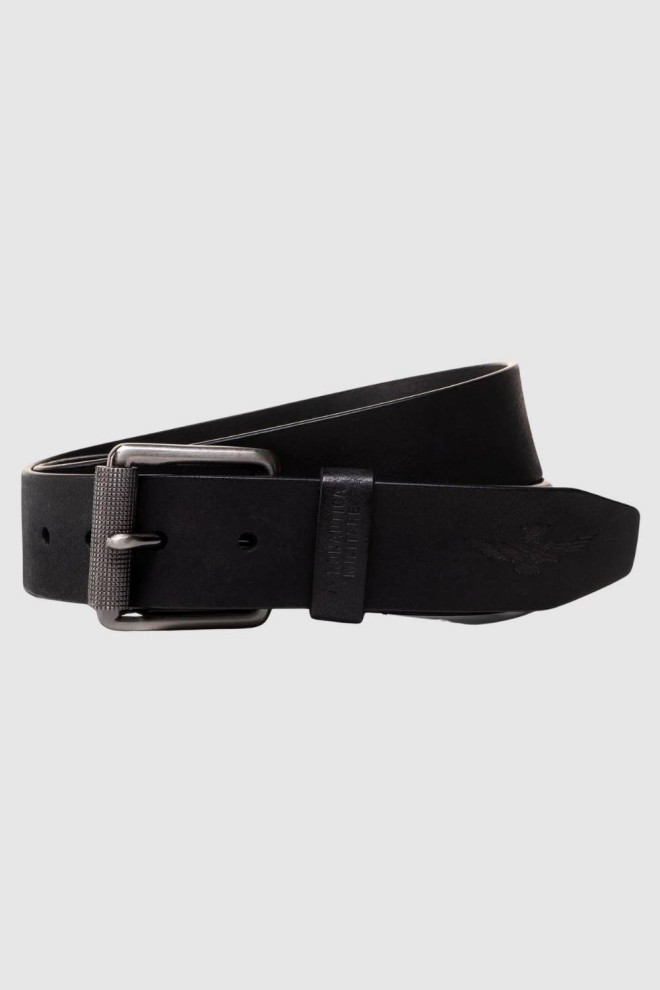 AERONAUTICA MILLITARE Men's black leather belt with double stitching