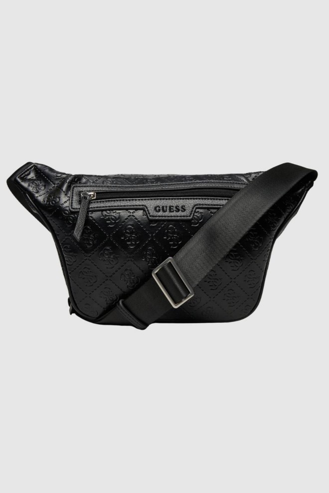 GUESS Duża logowana czarna torba Milano Maxi Bumbag