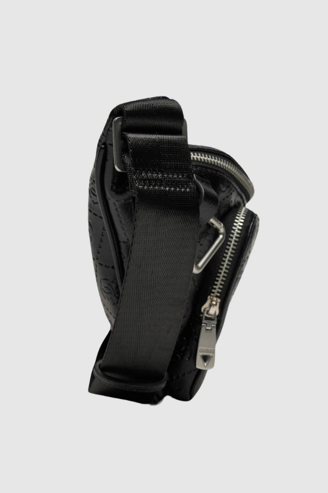 GUESS Duża logowana czarna torba Milano Maxi Bumbag