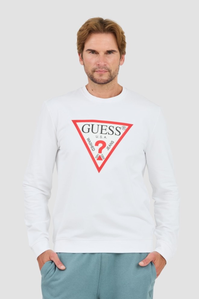 Світшот GUESS Білий флісовий светр Audley Cn