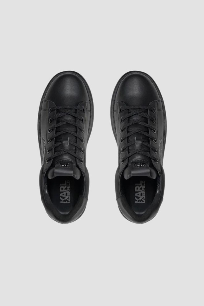 KARL LAGERFELD Czarne skórzane sneakersy Maison Karl Lace