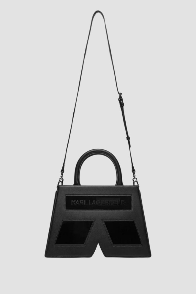 KARL LAGERFELD Black Handbag Ikon/k Top Handle Leather