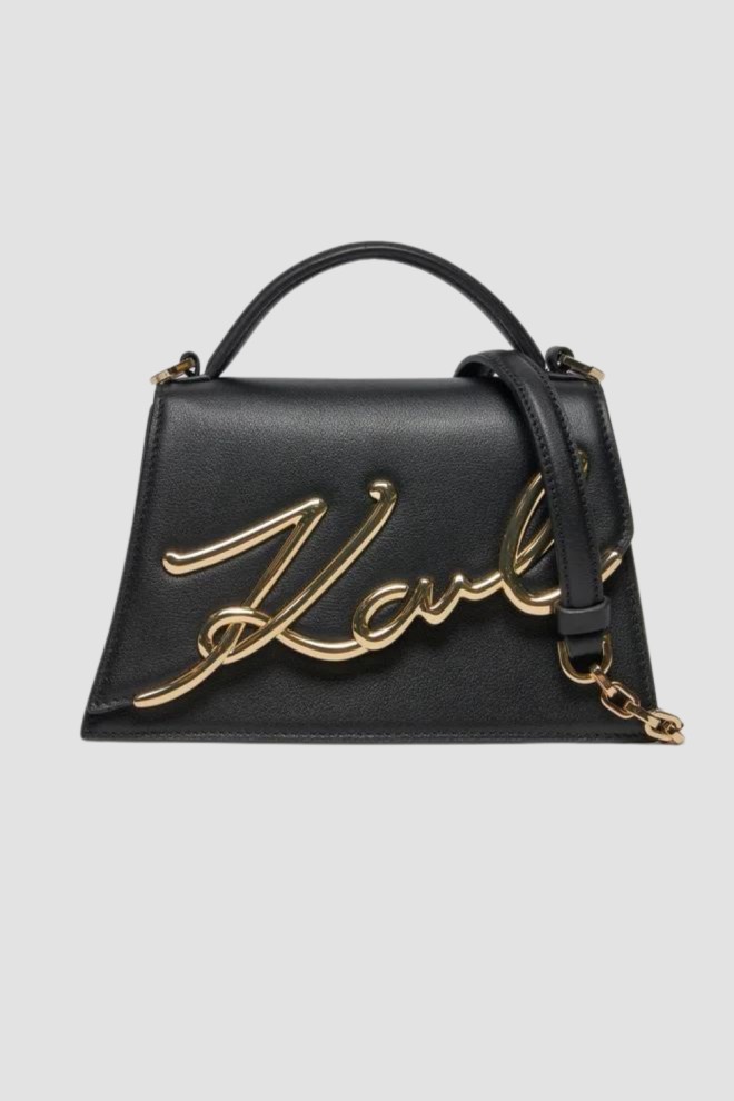KARL LAGERFELD Чорна шкіряна сумочка K/signature 2.0