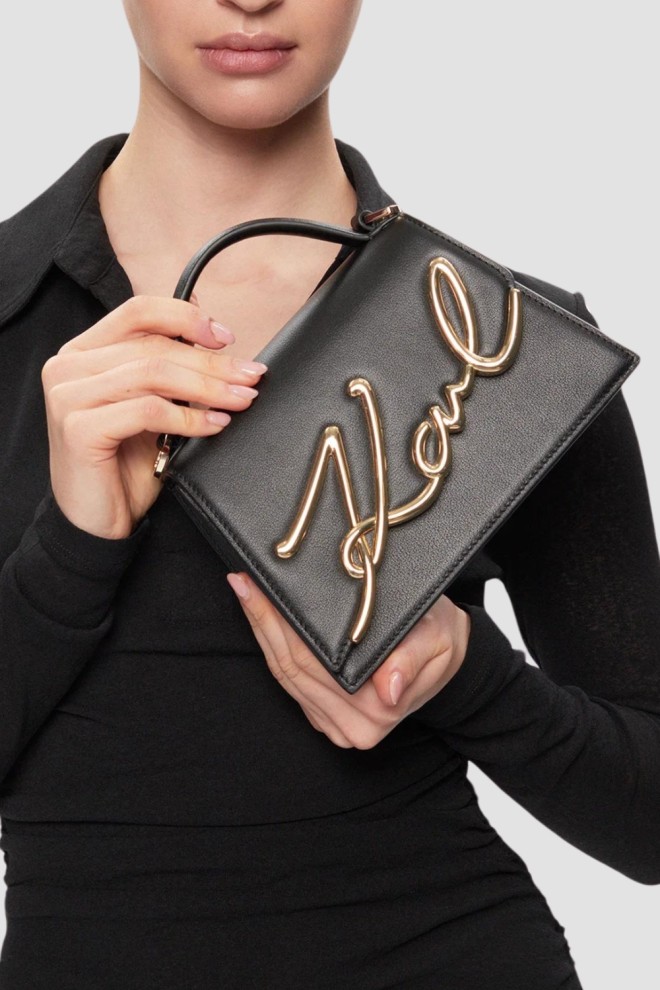KARL LAGERFELD Czarna skórzana torebka K/signature 2.0