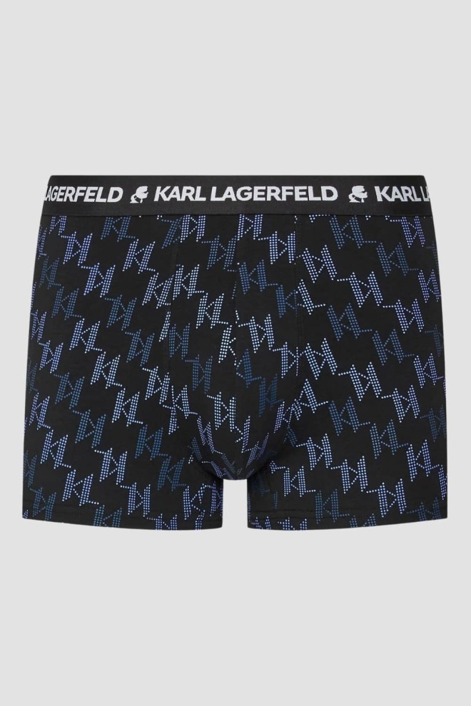 Комплект чорних боксерських трусів KARL LAGERFELD 3PACK Aop Monogram Trunk