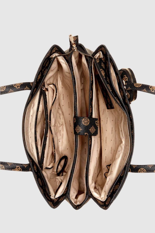 GUESS Brązowa logowana shopperka Power Play Tech Tote