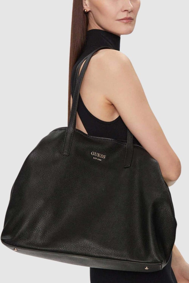 GUESS Duża czarna torebka 2 w 1 Vikky II