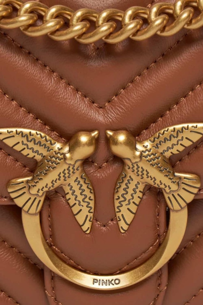 PINKO Коричнева сумочка з овечої наппа Love One Mini DC DC