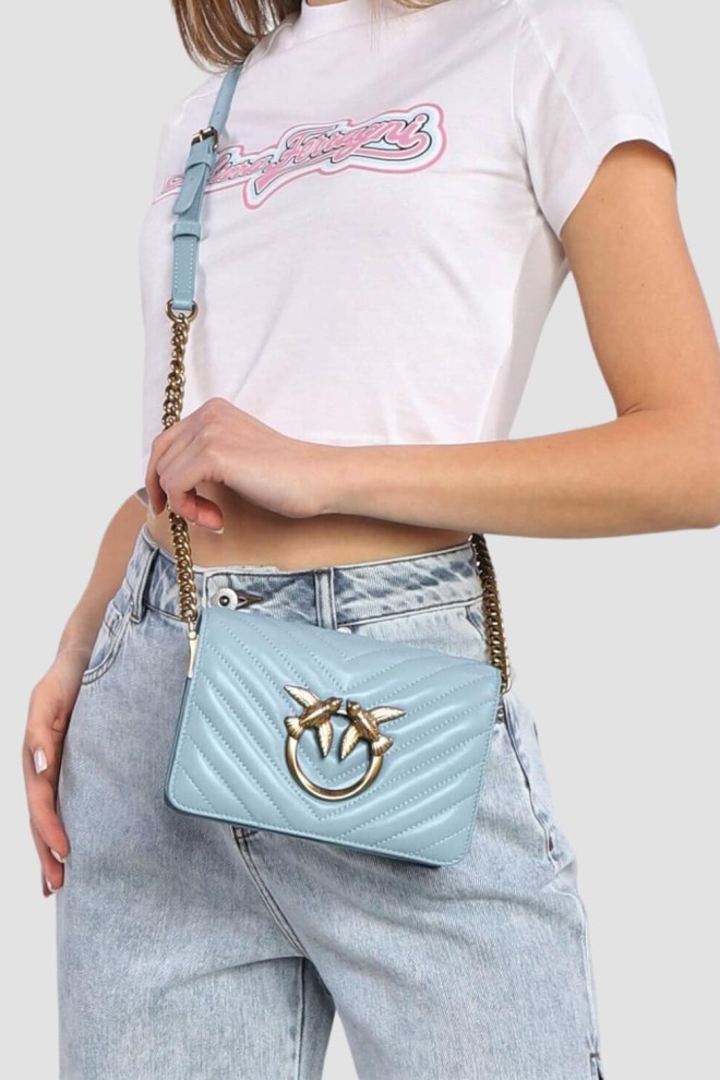 PINKO Blue Love Click Mini Sheep Nappa Handbag