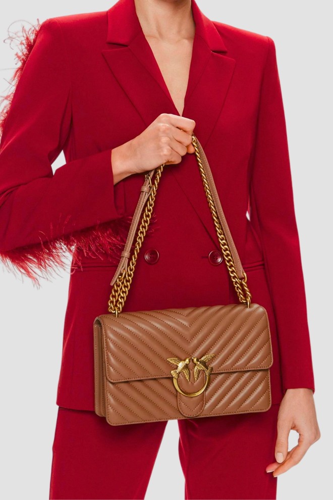 PINKO Brązowa torebka Love One Classic DC