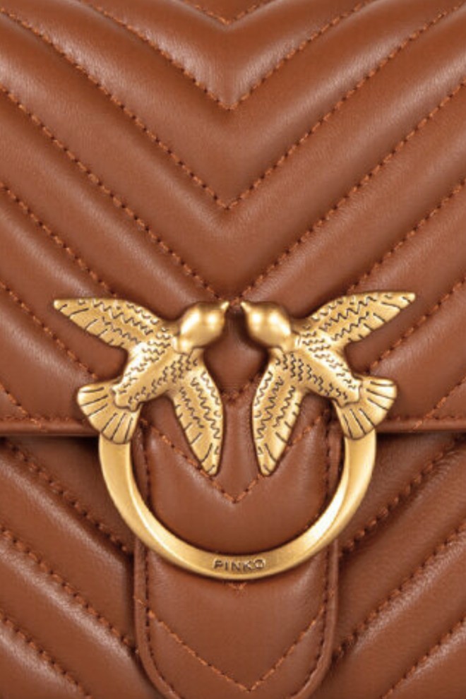 PINKO Brown Love One Classic DC Handbag