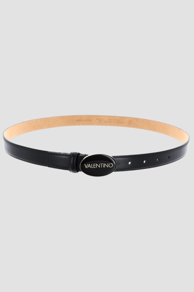 VALENTINO Czarny pasek Block Plaque Buckle Belt