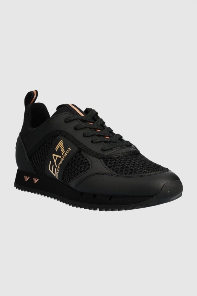 EA7 Black sneakers with rose gold logo