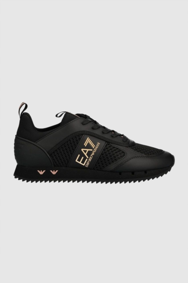 EA7 Czarne sneakersy z różowo-złotym logo