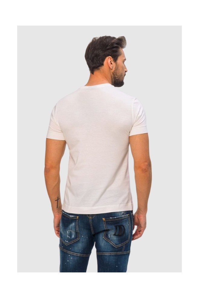 EMPORIO ARMANI Біла чоловіча футболка з вишитим логотипом