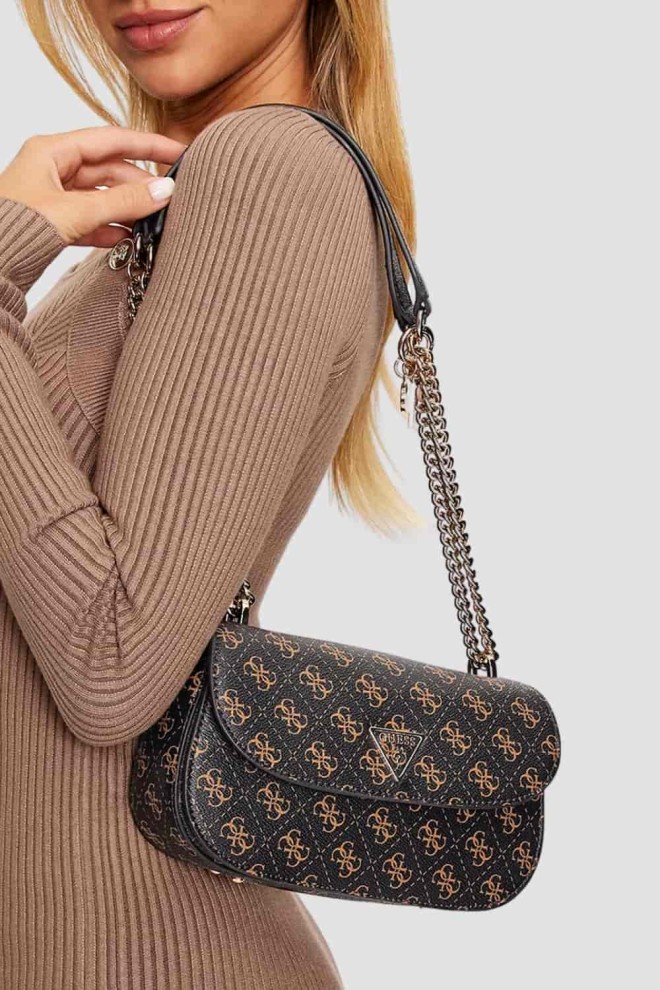 GUESS Brown Eco Erica Cnvrtble Xbody Flap Handbag