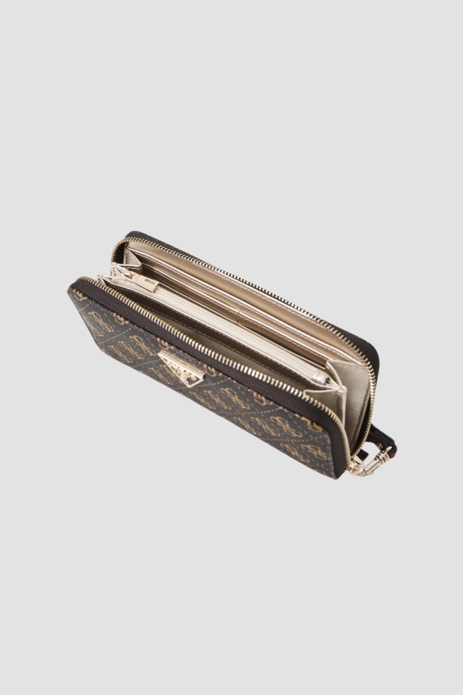 GUESS Коричневий гаманець Laurel Slg Великий гаманець на блискавці