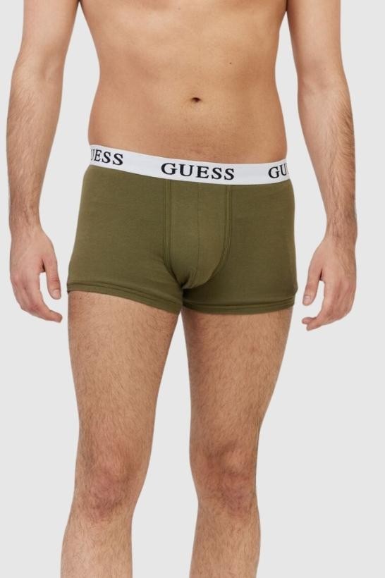 GUESS Zielone, białe i morskie bokserki męskie 3 pack