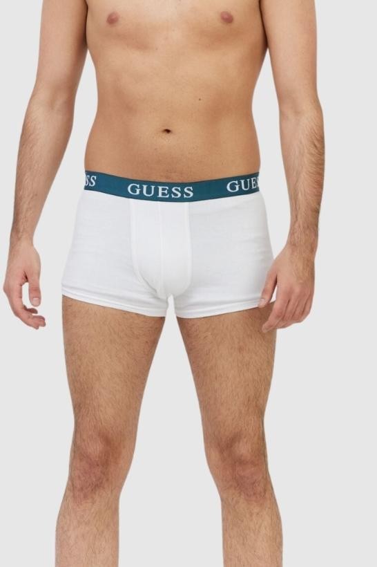 GUESS Zielone, białe i morskie bokserki męskie 3 pack