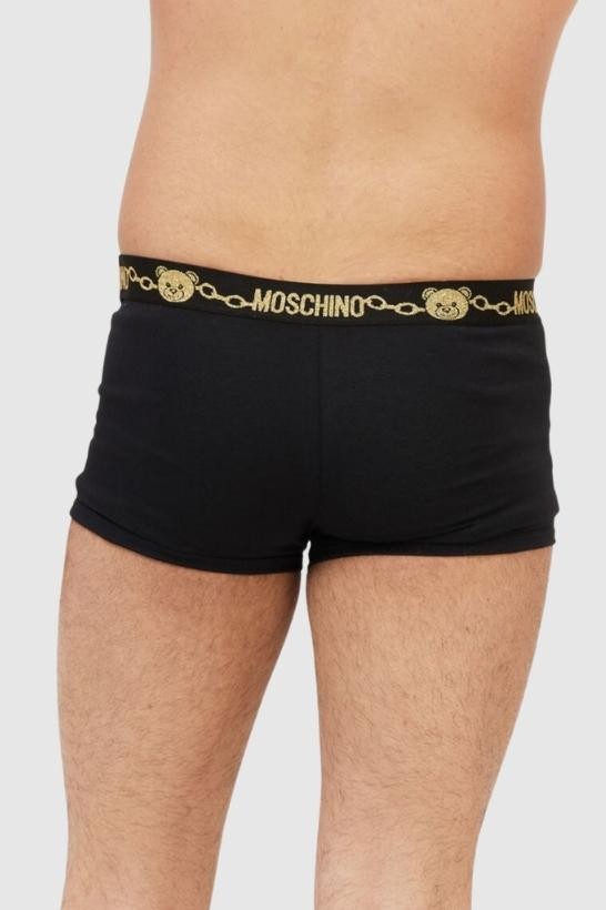 MOSCHINO Czarne bokserki męskie z brokatowym logo