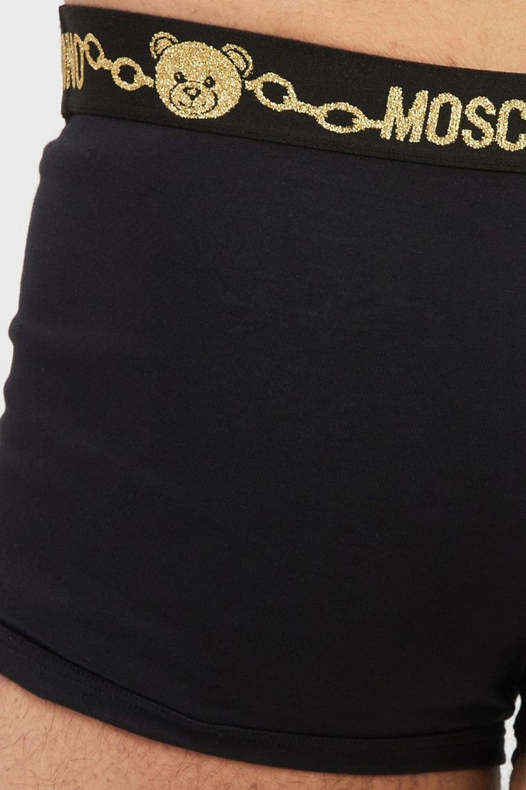MOSCHINO Czarne bokserki męskie z brokatowym logo