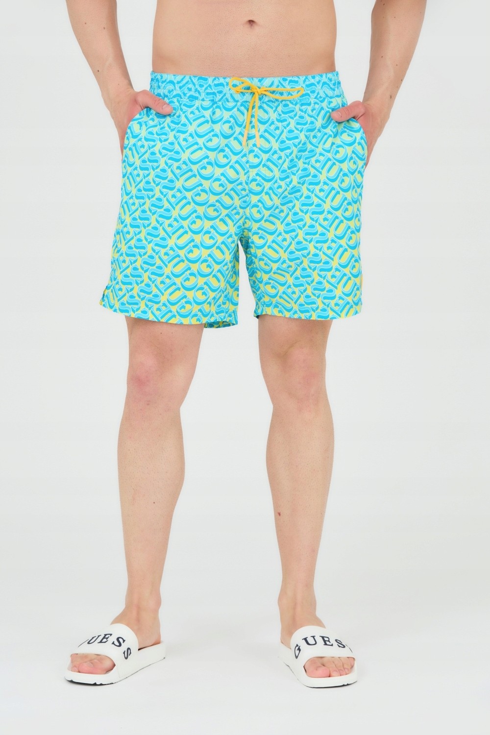 GUESS Swim shorts blue and yellow