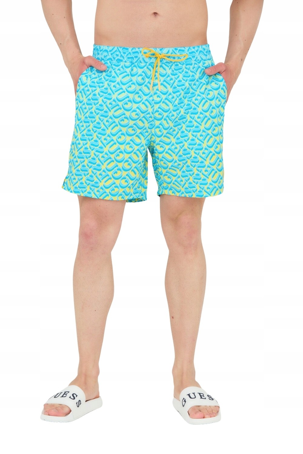 GUESS Swim shorts blue and yellow