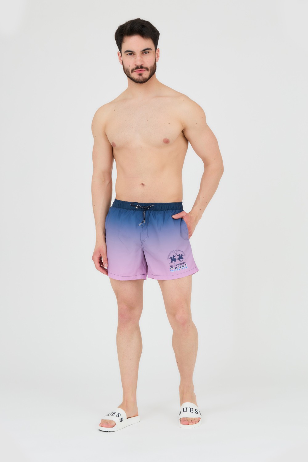 LA MARTINA Spodenki kąpielowe męskie różowe