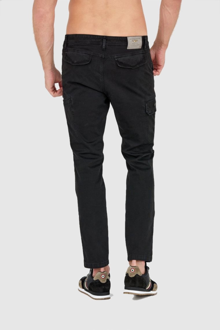 AERONAUTICA MILITARE Czarne spodnie bojówki męskie