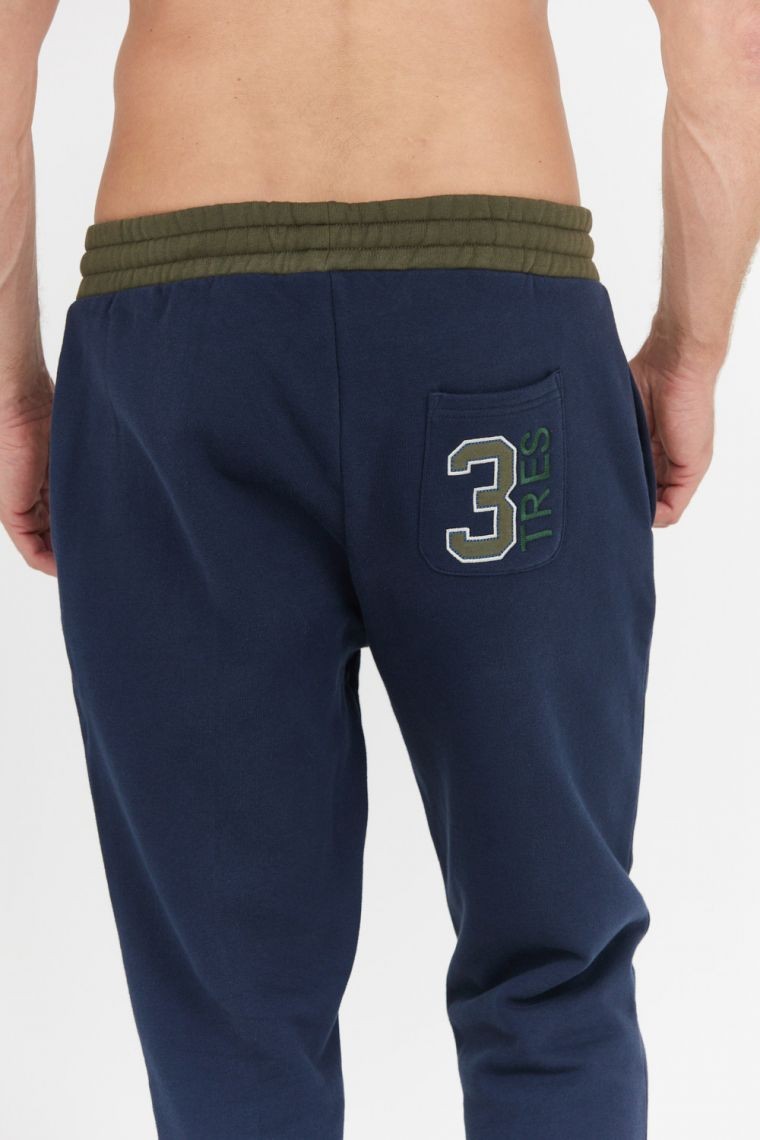 LA MARTINA Granatowe spodnie męskie dresowe z bawełny