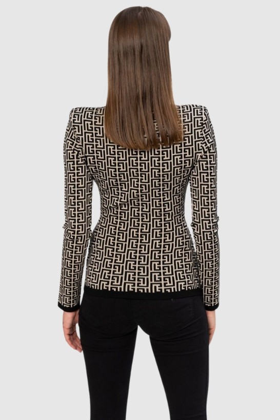 BALMAIN Bluzka w czarny monogram