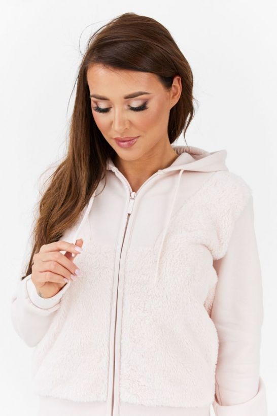 EMPORIO ARMANI Różowa pluszowa bluza damska rozpinana