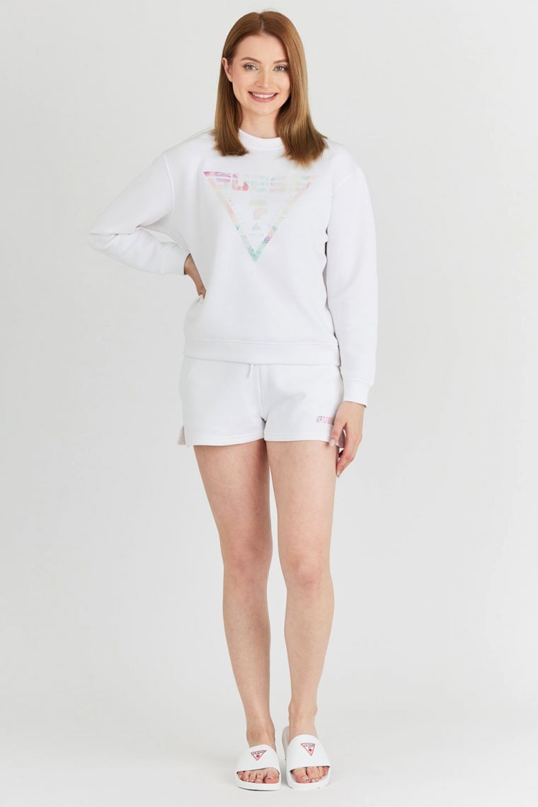 GUESS Biała bluza damska z odblaskowym logo