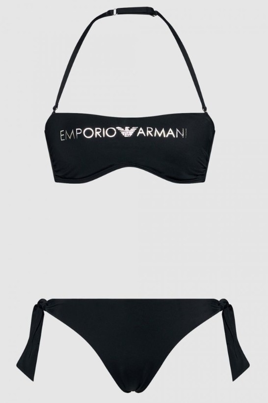 EMPORIO ARMANI Tiered bikini with silver logo