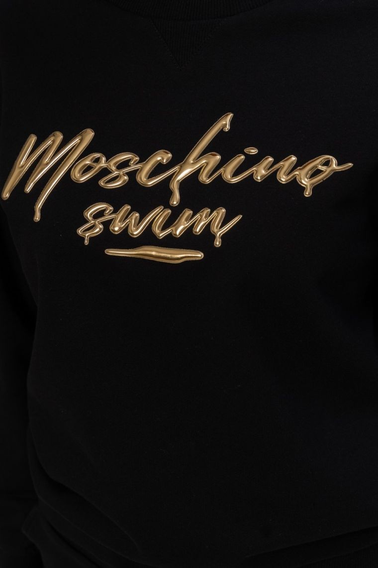 Світшот MOSCHINO Чорний світшот із золотим логотипом