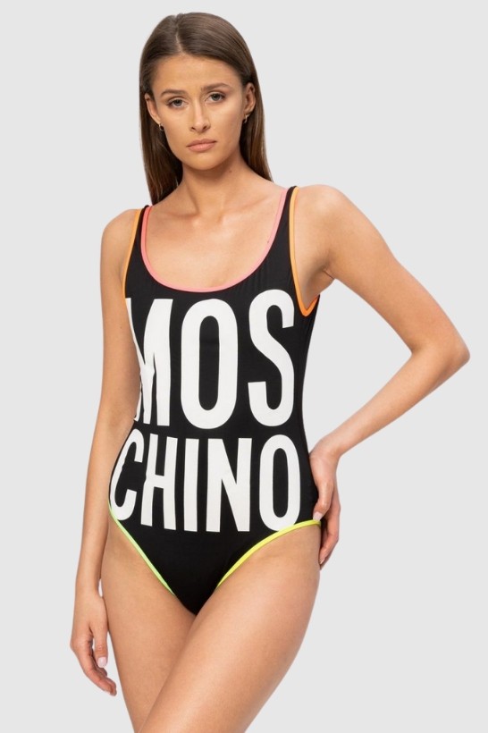 MOSCHINO Чорний купальник з неоновим кантом