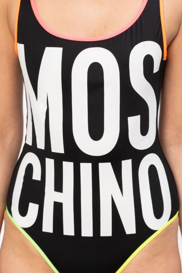 MOSCHINO Чорний купальник з неоновим кантом