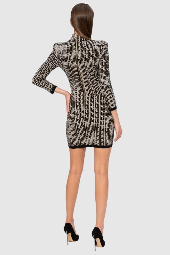 BALMAIN Sukienka w czarny monogram