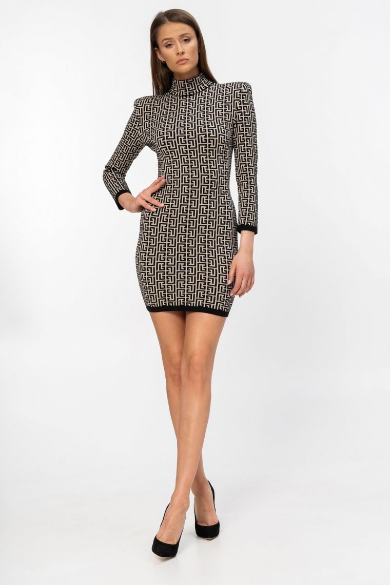 BALMAIN Sukienka w czarny monogram