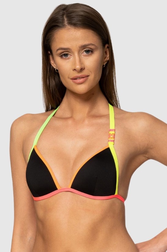 MOSCHINO Black bikini top with neon piping